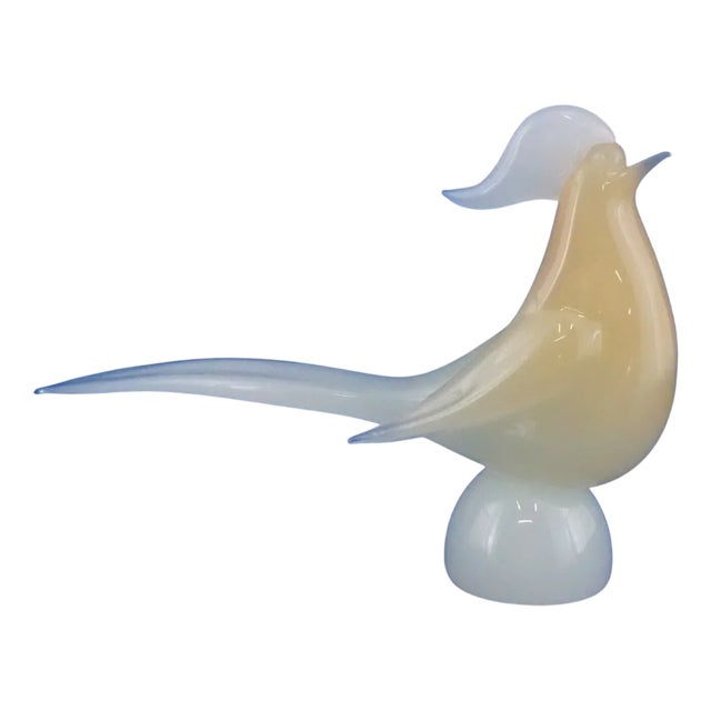 20th Century Blown Murano Opaline Glass Rooster Sculpture by Archimede Seguso, Italy For Sale