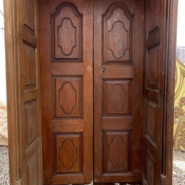 Mid 19th Century Indo-Portuguese Teak Double Door With Deep Surround For Sale - Image 5 of 10