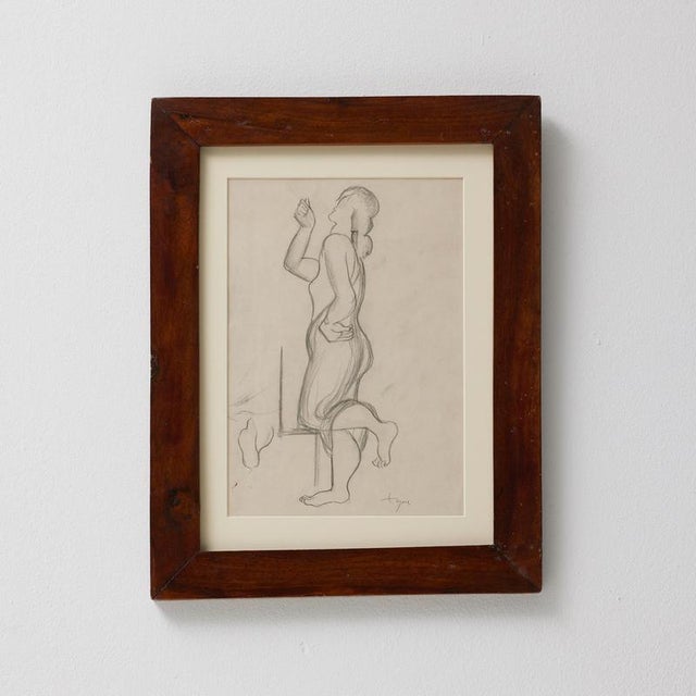 Pencil drawing by togores for galerie simon, 1923. It preserves the original label in the back. Framed with a mid xxth...