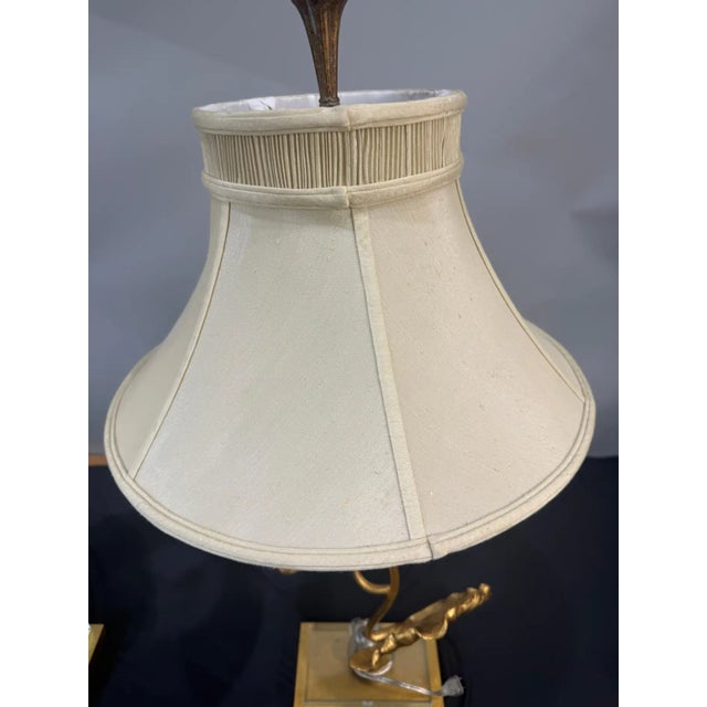 Bronze Late 20th Century Pair of Gilt Bronze Ginkgo Leaf Table Lamps With Shades For Sale - Image 8 of 13