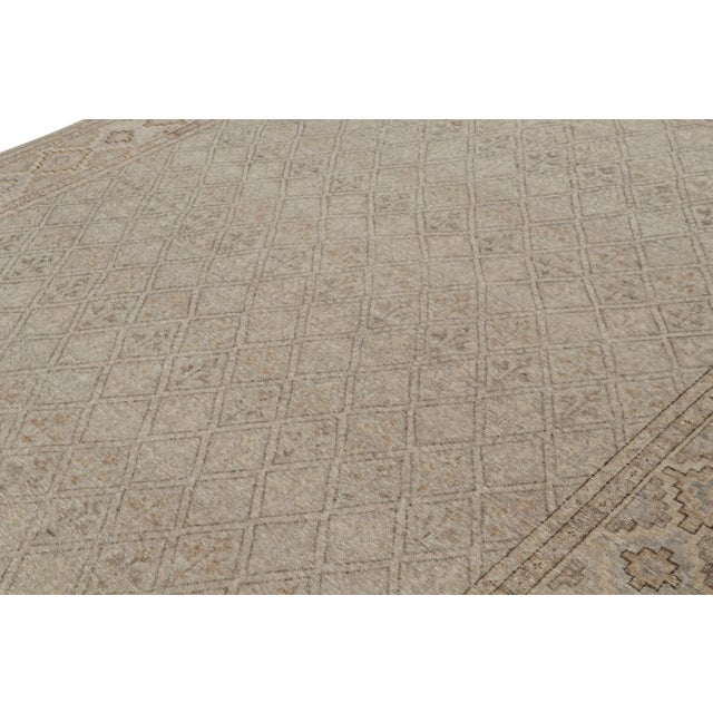 Rug & Kilim Rug & Kilim’s Distressed Rug in Beige Gray and Blue Geometric Pattern For Sale - Image 4 of 7