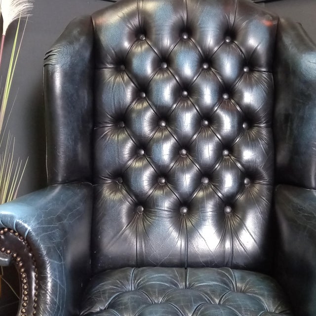 Chesterfield Barrelback Blue Club Chair, 1970s For Sale - Image 12 of 18