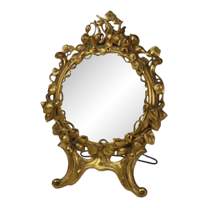 Antique Gilt Metal Floral Form Dresser Mirror C1880