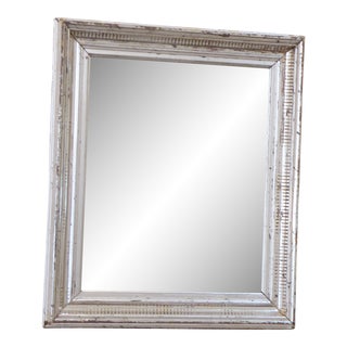 Antique Mini Stenciled Silver Mirror For Sale