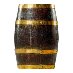 English Oak Barrel With Four Brass Bands