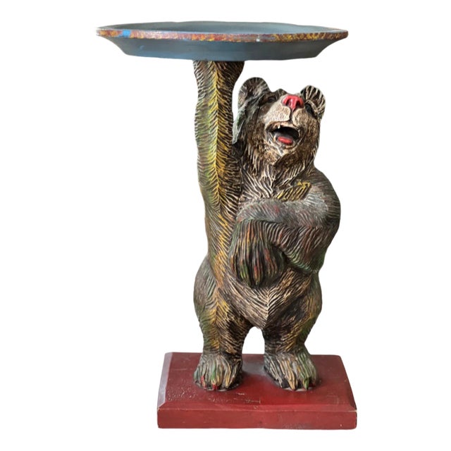Black Forest Bear in Polychrome Carved Wood, Switzerland, 1880s For Sale
