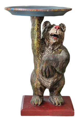 Black Forest Bear in Polychrome Carved Wood, Switzerland, 1880s