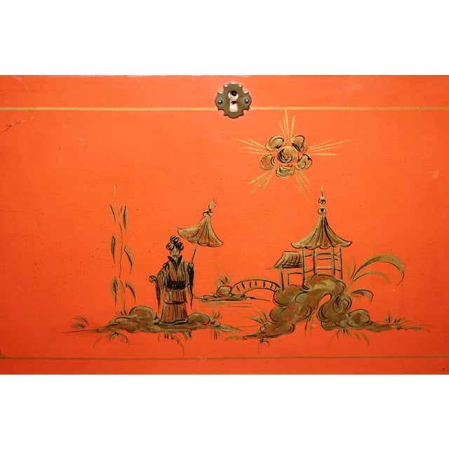 Japanned Oriental Side Table Chest on Stand Hand Painted and Lacquered by Charles & Ray Eames, 1920s For Sale - Image 9 of 18