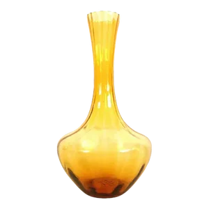 Mid Century Modern Vintage Empoli Italian Glass Large Vase Bottle Amber