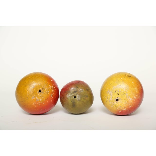 Folk Art English Red Ware Hand Painted Pottery Fruit - Set of 3 For Sale - Image 3 of 8