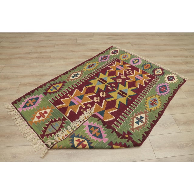 1970s Turkish Tribal Style Hand Knotted Oushak Kilim Rug For Sale - Image 11 of 13