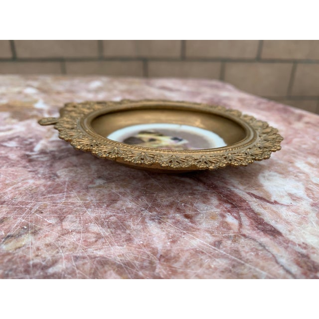 Portraiture Vintage Miniature Dog Portrait Gilt Filigree Frame For Sale - Image 3 of 8