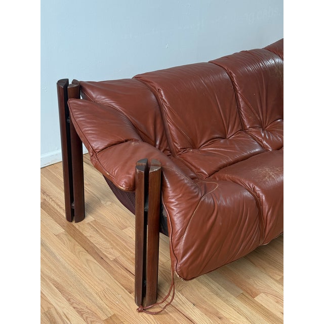 Mid-Century Modern Vintage Mp-211 Chocolate Brown 3-Seater Sofa Attributed to Percival Lafer For Sale - Image 3 of 5