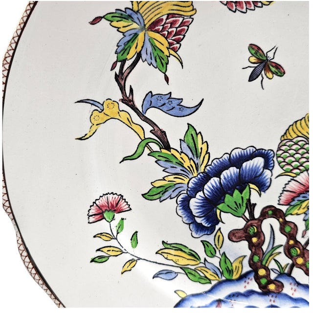 Ceramic Sarreguemines Rouen DV France 9.75” Faience Dinner Plates, Set of Two For Sale - Image 7 of 9