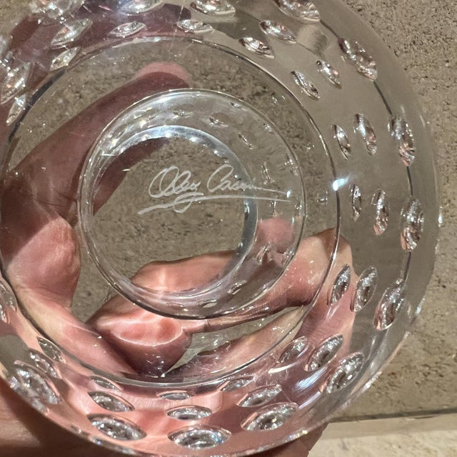 Mid-Century Modern Oleg Cassini Crystal Candle Holder Bubble Glass Votive For Sale - Image 3 of 6