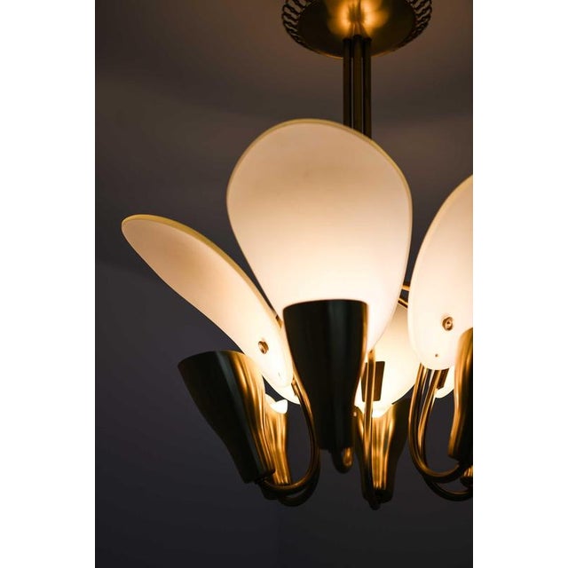 Scandinavian Ceiling Lamp in Opaline Glass and Brass by Carl Fagerlund, 1950s For Sale - Image 6 of 13