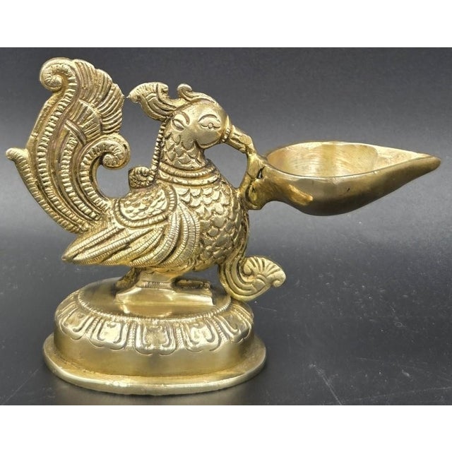 Handcrafted Brass Peacock Oil Lamp-Diya-Deepam For Sale - Image 15 of 18