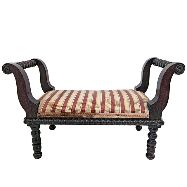 Wood Late 19th Century Jacobethan Revival Miniature Striped Spool Bench For Sale - Image 7 of 18