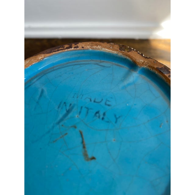 Mid 20th Century Mid 20th Century Mid Century Modern Italian Turquoise and Gold Pitcher/Vase For Sale - Image 5 of 6