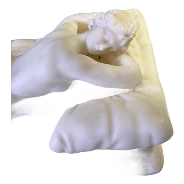 Italian School Artist, Nude Sculpture of Hermaphroditus, 19th Century, White Carrara Marble For Sale