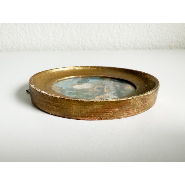 1950s Miniature Florentine Landscape in Gilt Frame For Sale - Image 5 of 7