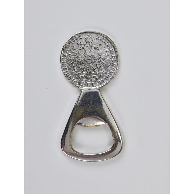 Silvered Brass Bottle Opener Habsburg 2 Florin Coin attributed to Carl Auböck, Austria 1950 For Sale - Image 10 of 18