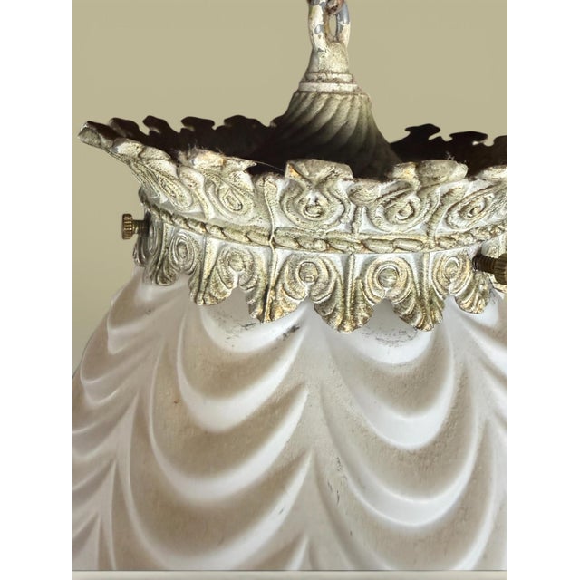 Vintage Hollywood Regency Pineapple Milk Glass Swag Lamps - Pair For Sale - Image 11 of 11
