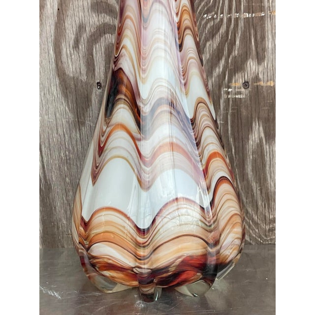 Vintage Boho Slag Glass Swirl Vase For Sale In West Palm - Image 6 of 9