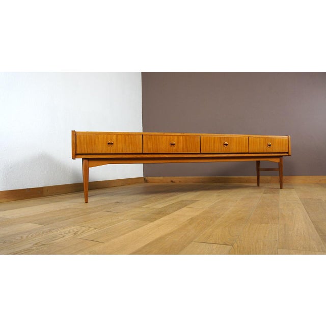 Vintage Scandinavian Teak Low Sideboard, 1960s, in Very Good conditions. Designed 1960 to 1969