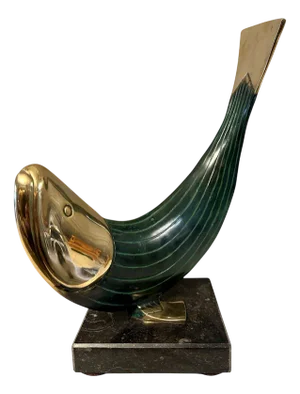 Verdigris Bronze Fish Sculpture, 1970