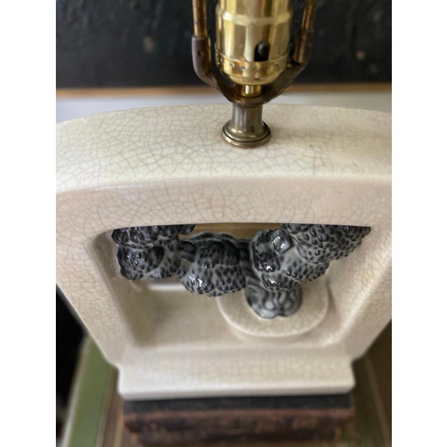 Dark Gray Mid 20th Century MCM Crackle Glaze Asian Bonsai Ceramic Lamp For Sale - Image 8 of 10