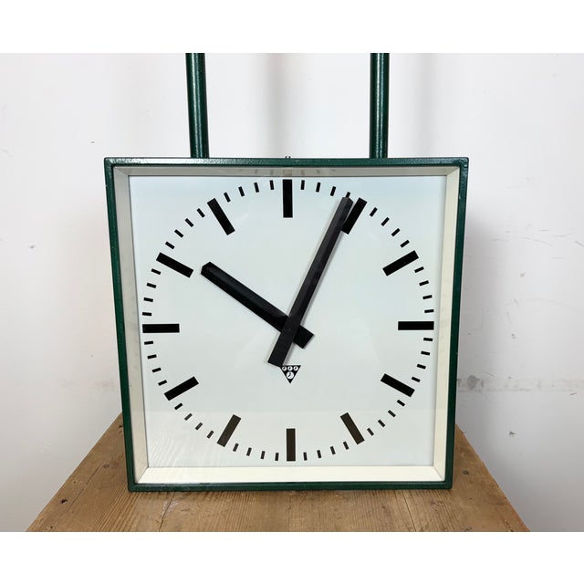 Large Industrial Square Double Sided Factory Ceiling Clock from ...