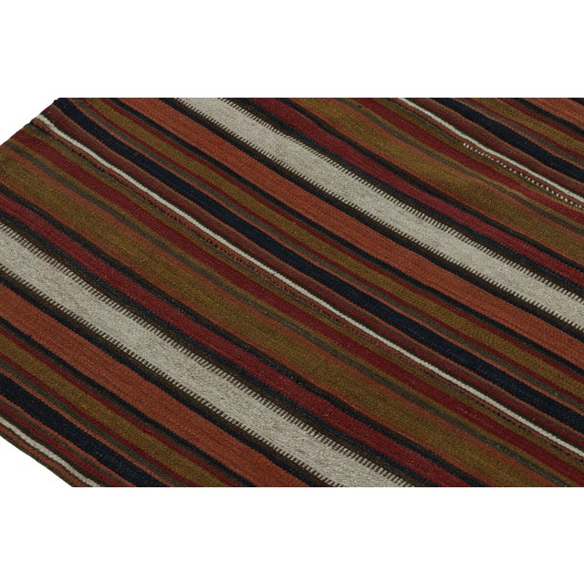 1950s 1950s Vintage Tribal Kilim Rug in Polychromatic Stripes by Rug & Kilim For Sale - Image 5 of 7