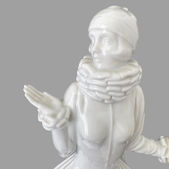 Off-white 1920s Rosenthal Art Deco Porcelain Pierrot Figurine by Dorothea Charol For Sale - Image 8 of 14