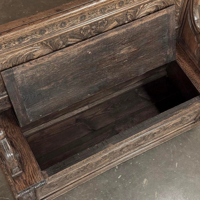19th Century French Renaissance Revival Oak Trunk ~ Hall Bench For Sale - Image 15 of 18