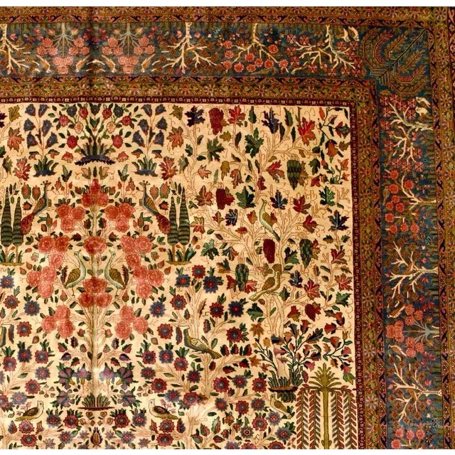 Cream Antique Kashan Rug 11'2'' X 15'1'' For Sale - Image 8 of 10