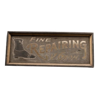 Early 20th Century Shoe Repair Smaltz Storefront Sign For Sale