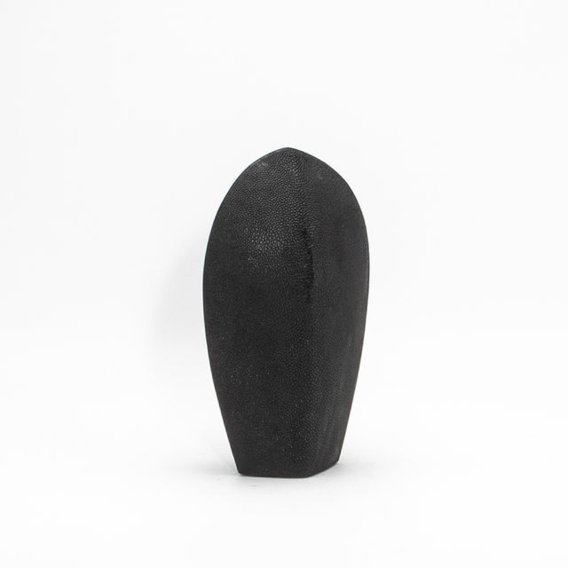Modern Abstract Sculpture in Black Shagreen by Patrick Coard Paris For Sale - Image 4 of 10