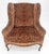 Red Gold Brass Tacks Upholstery Carved Mahogany Base Legs Large Wing Chair For Sale - Image 6 of 12
