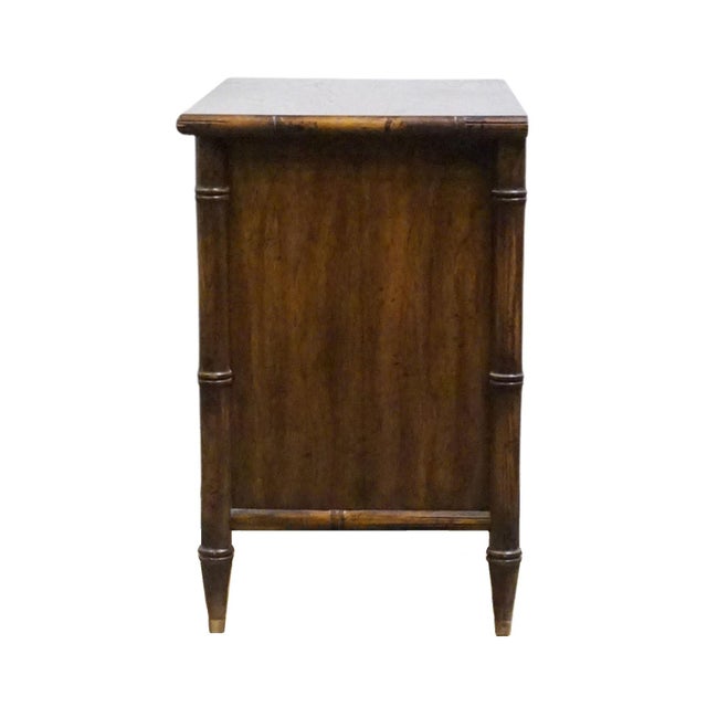 National / Mount Airy Asian Chinoiserie Faux Bamboo 31" Fruitwood Cabinet Nightstand For Sale - Image 11 of 13