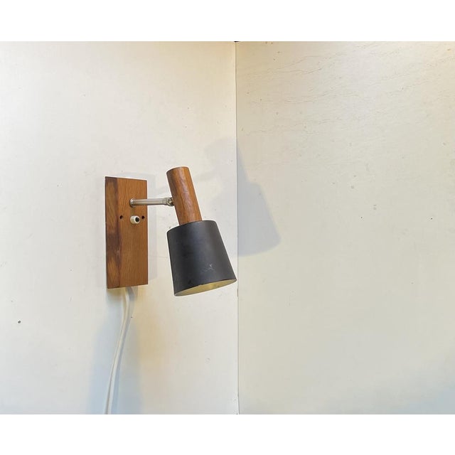 Metal Adjustable Black and Teak Silva Wall Lamp from Lyfa, 1960s For Sale - Image 7 of 12