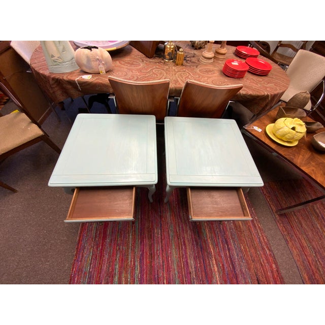 Sky Blue 20th Century Pair of Henredon Side Tables For Sale - Image 8 of 10