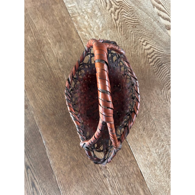 Antique Split Bamboo Japanese Ikebana Basket For Sale - Image 4 of 6
