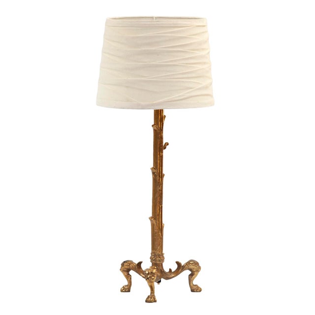 Early 20th Century Converted Brass Andiron Candlestick Lamp on Tripod Base For Sale - Image 13 of 18