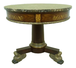 Maitland Smith Round Marble Top Empire Style Center Table