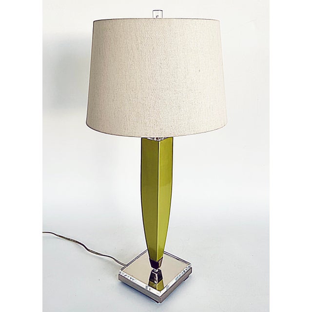 Mid-century Modern Lucite Table Lamps with Shades and Lucite Finials, a Pair Offered for sale is a pair of mid-century...