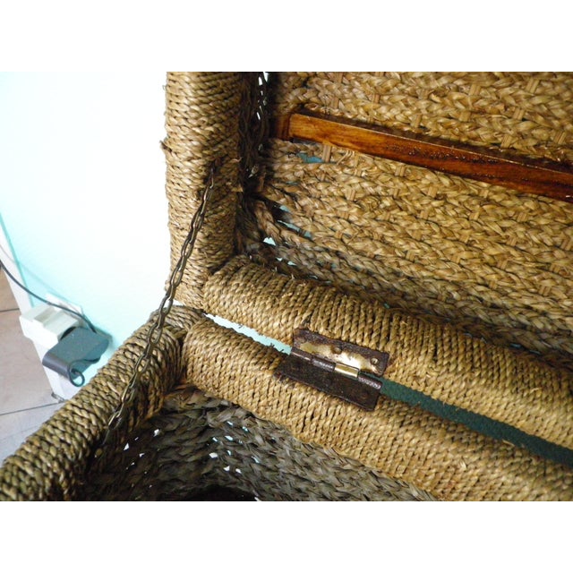 Pirate-Style Trunk with Domed Wicker Lid and Two Handles, 1970s For Sale - Image 3 of 14