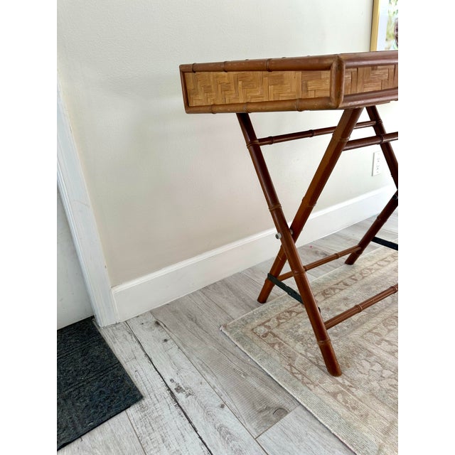 Traditional Vintage Faux Bamboo Butler Folding Tray For Sale - Image 3 of 7