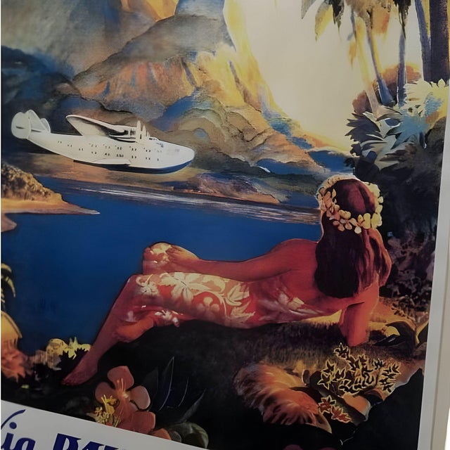 20th Century Hawaiian Travel Posters in Bamboo Frame, Set of 3 For Sale - Image 4 of 12