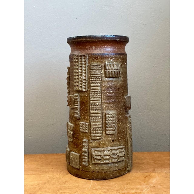 Mid-Century Modern Vintage Abstract Patterned Pottery Vase For Sale - Image 3 of 18